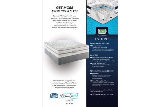 Evolve　Simmons　Medium　Bed　Sleepmasters